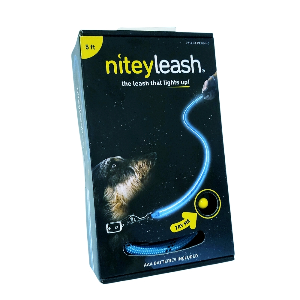 Nitey Leash LED Glow in the Dark Pet Dog Leash 5ft Long In BLUE New Sealed